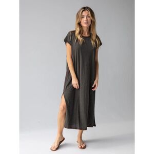 NATURAL LIFE FRANKIE KNIT MAXI DRESS HEATHER GRAY & PINK SIZE SMALL NWT